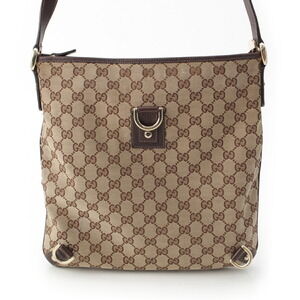Gucci Abbey messenger bag in GG monogram canvas with dark brown leather